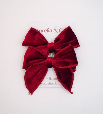 Luxe Velvet Fable Hair Bows for Holiday Christmas 2025: Wine