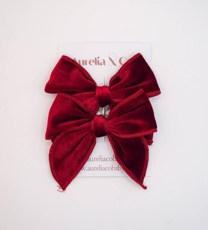 Luxe Velvet Fable Hair Bows for Holiday Christmas 2025: Wine