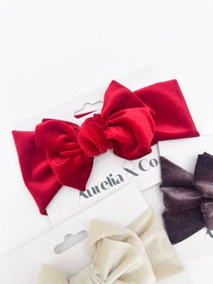 Baby Valentines Velvet Wide Headband: Red