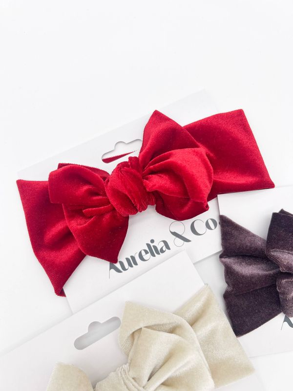 Baby Valentines Velvet Wide Headband: Red