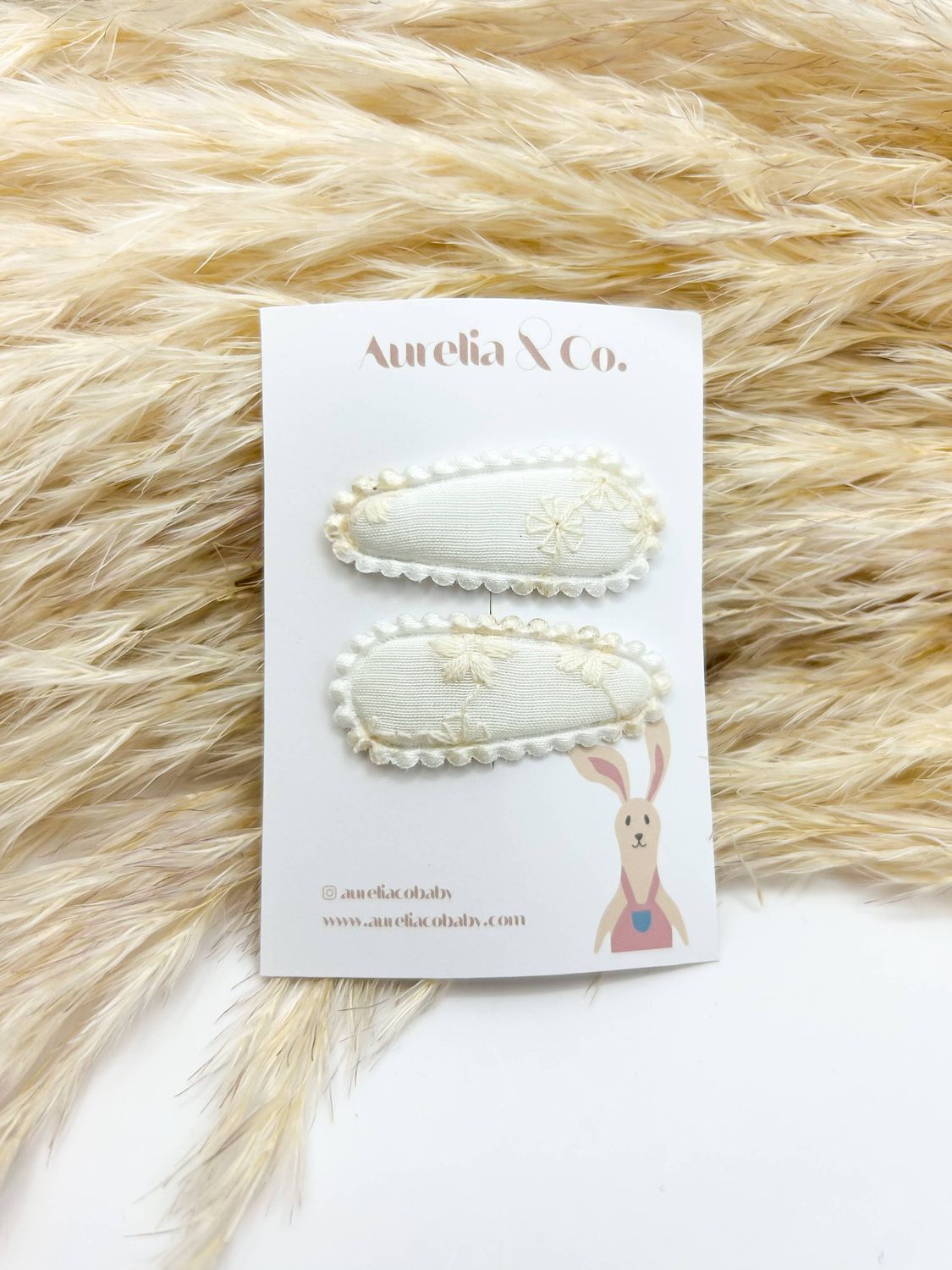 Mini Baby Fabric Hair Barrettes: White