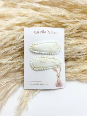Mini Baby Fabric Hair Barrettes: White