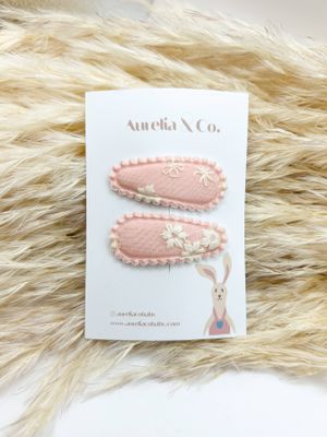Mini Baby Fabric Hair Barrettes: Pink