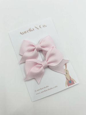 Pastel Ribbed Baby Bow Clips – Soft &amp; Elegant: Pastel pink