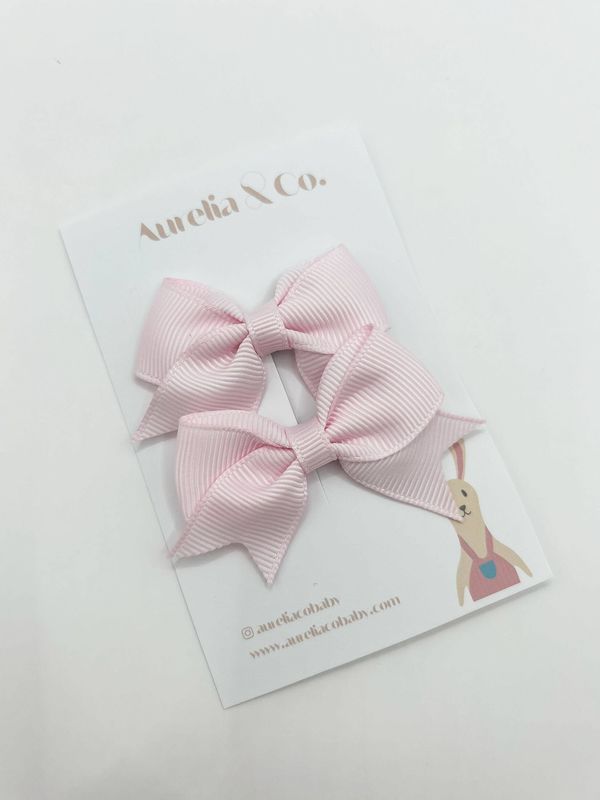 Pastel Ribbed Baby Bow Clips – Soft &amp; Elegant: Pastel pink