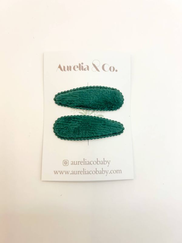 Soft Touch Hair Barrettes for Babies and Kids: Green