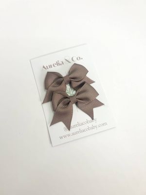 Neutral Children's Pigtail Cheer Bows: Brown