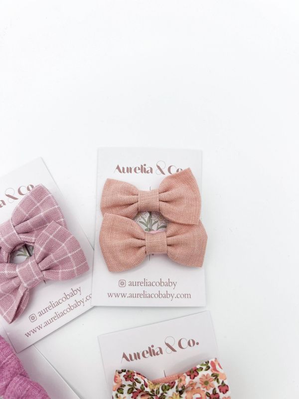 Baby Hair Bows on Lined Alligator Clips 5cm Fabric Bow Clip: Crepe