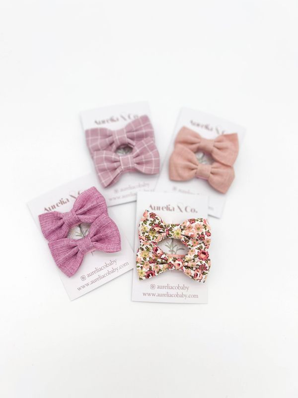 Baby Hair Bows on Lined Alligator Clips 5cm Fabric Bow Clip: Crepe