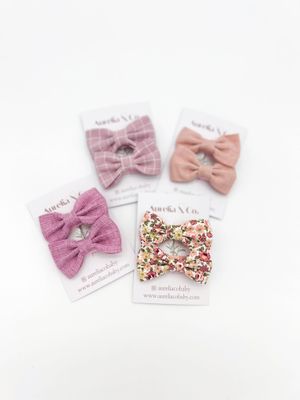 Baby Hair Bows on Lined Alligator Clips 5cm Fabric Bow Clip: Crepe