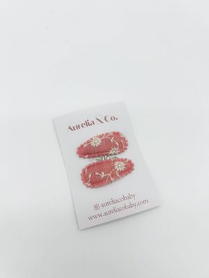 Mini Floral Baby Fabric Hair Barrettes: Pink