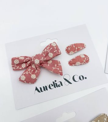 Mini Barrettes &amp; Bow Matching Set for Toddlers: Pink