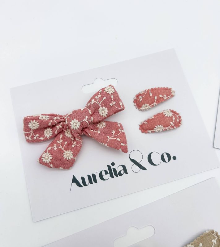 Mini Barrettes &amp; Bow Matching Set for Toddlers: Pink