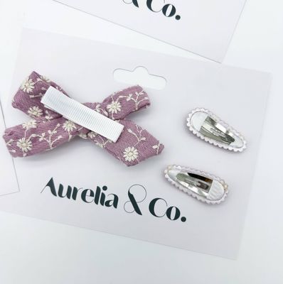 Mini Barrettes &amp; Bow Matching Set for Toddlers: Pink