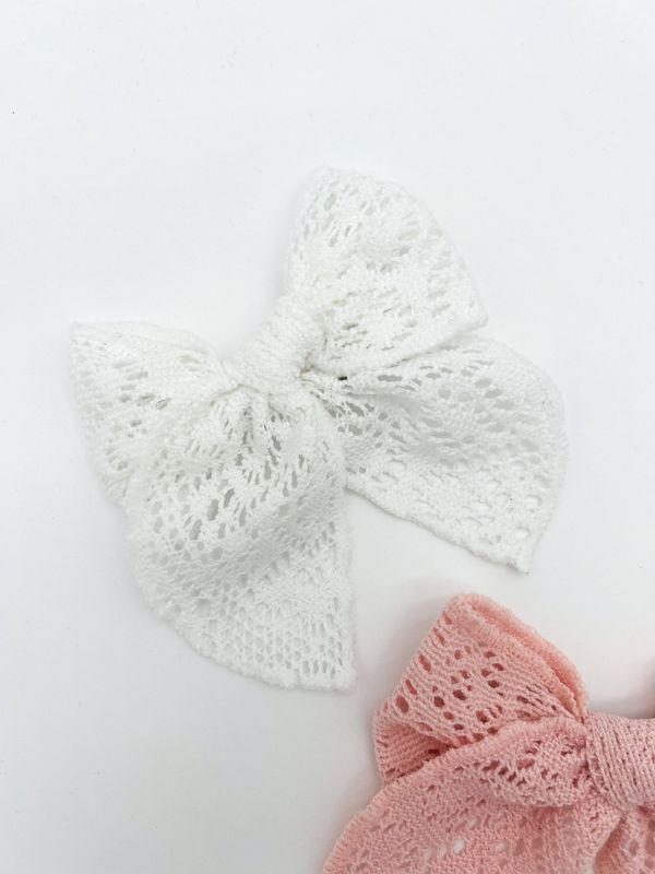 Soft Lace Hair Bow for Toddlers/Children: White