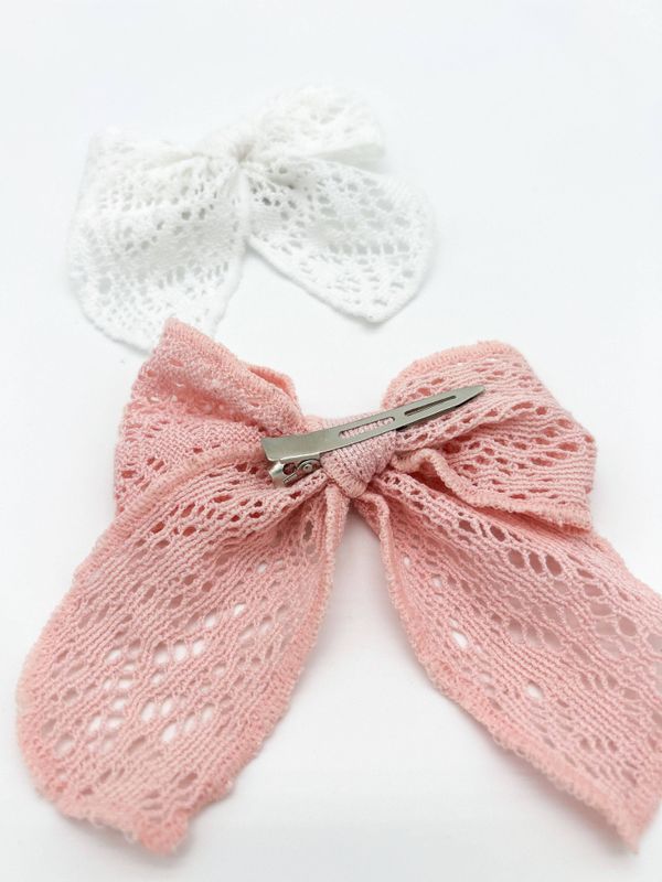 Soft Lace Hair Bow for Toddlers/Children: White