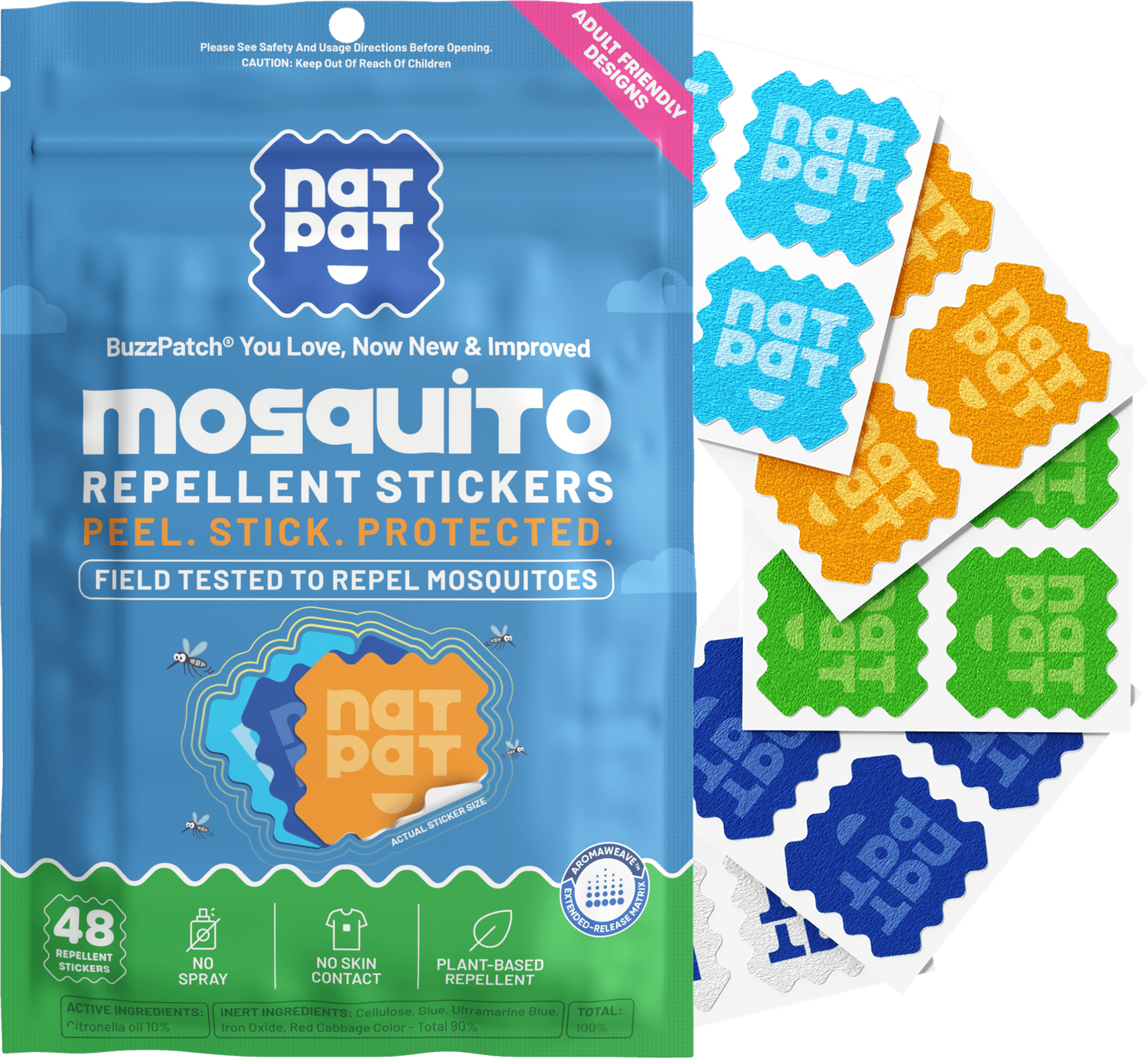 NATPAT Adult BuzzPatch Mosquito Repellent Patches for Adult