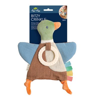 Bitzy Crinkle™ Sensory Toy With Teether: Mallard