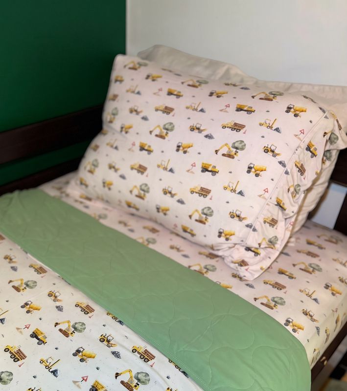 Diggers &amp; Movers Pillowcase - bamboo