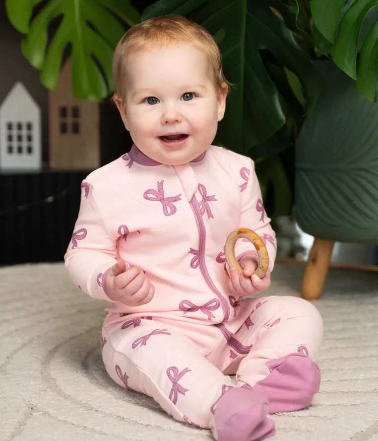 Silkberry Fleece Footie Bow Print
