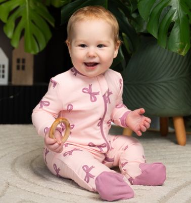 Silkberry Fleece Footie Bow Print