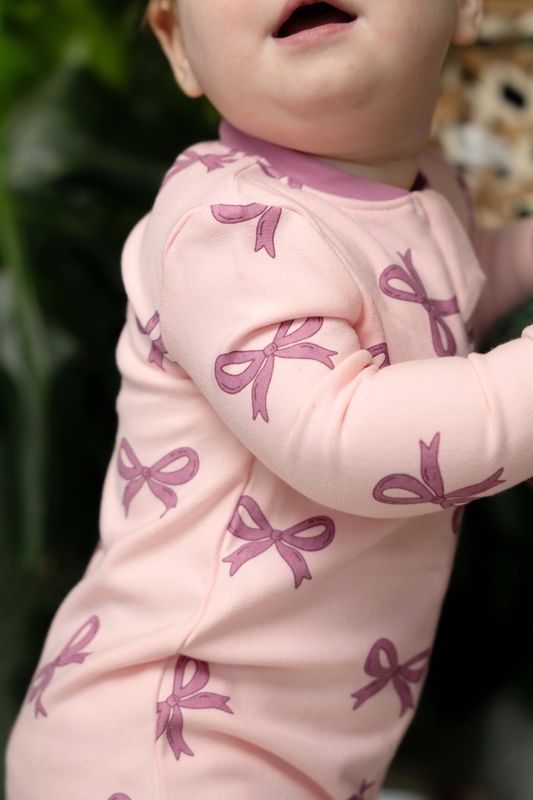 Silkberry Fleece Footie Bow Print