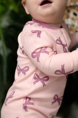 Silkberry Fleece Footie Bow Print