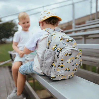 Mini Toddler Backpack Grey Construction