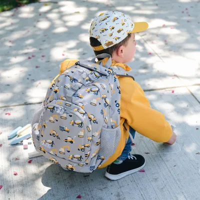 Kids Backpack Grey Construction