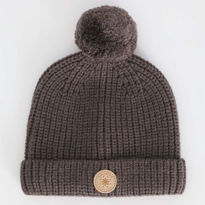 Calikids Newborn Toque Single Pom (0-9m) Mocha