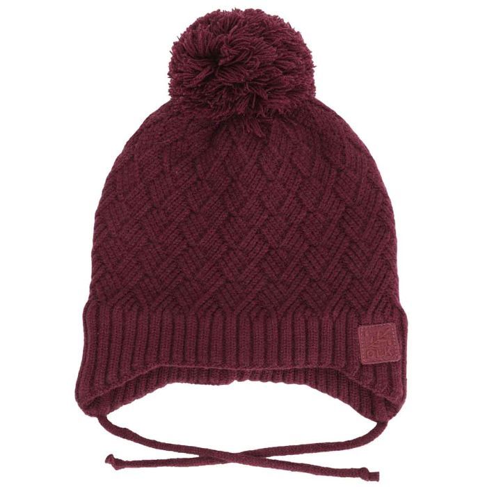 Calikids Knit Windproof Hat Single Pom Maroon