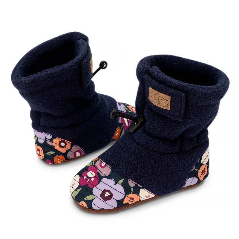 Winter Flowers Baby Stay Put Cozy Booties