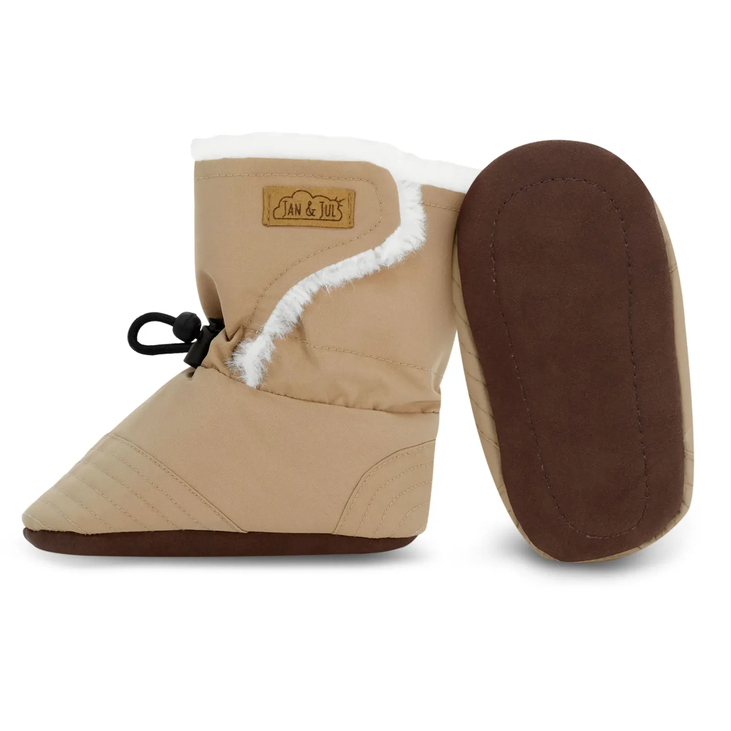 Soft Brown Baby Stay Put Winter Booties