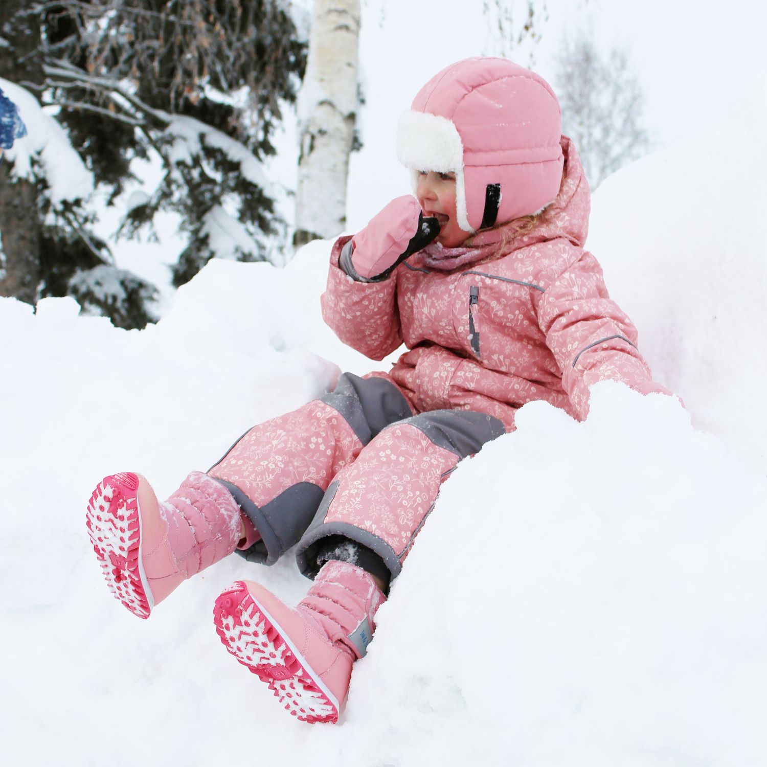 Dusty Pink Toasty Dry Tall Puffy Winter Boots