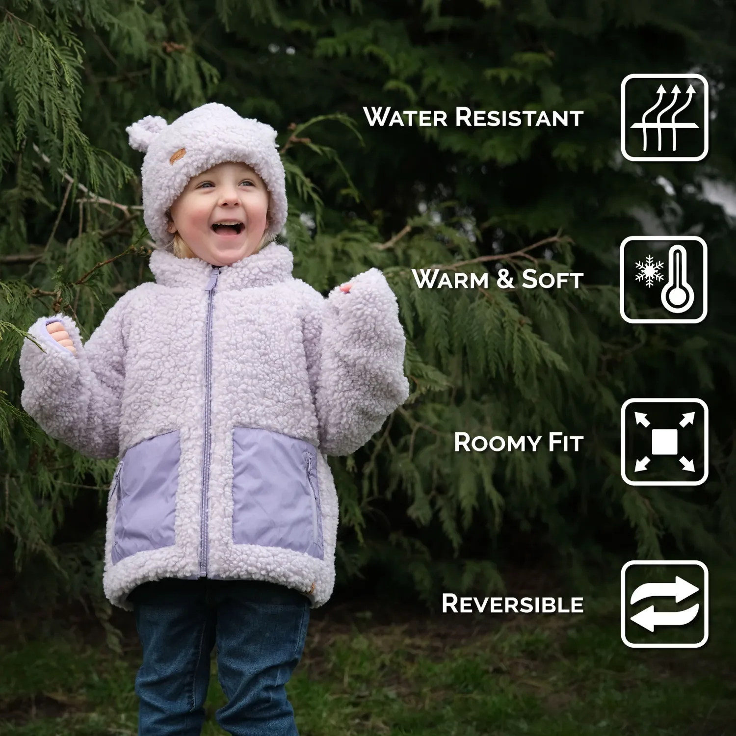 Lavender Reversible Sherpa Fleece Jacket