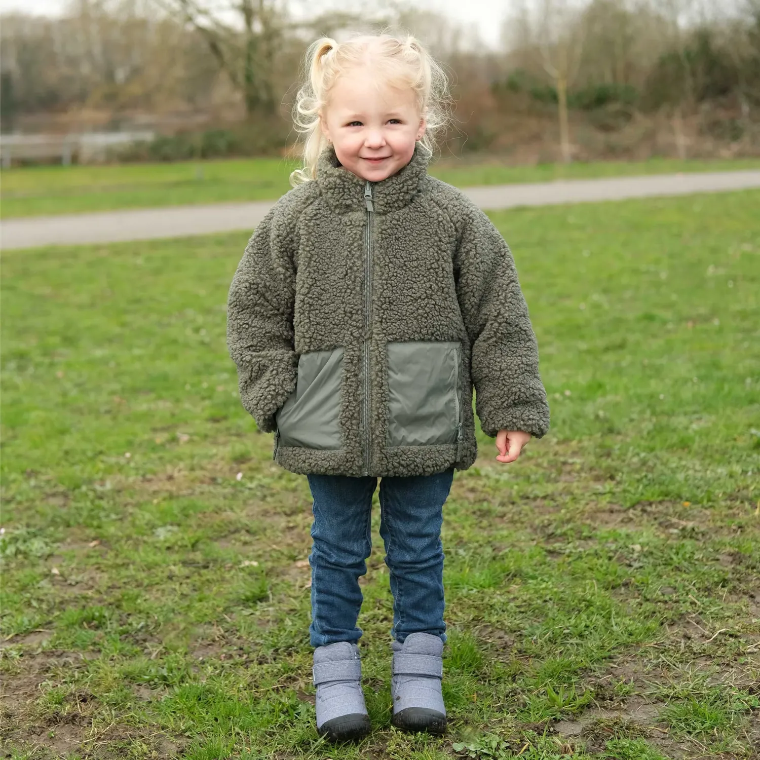 Dark Sage Reversible Sherpa Fleece Jackets