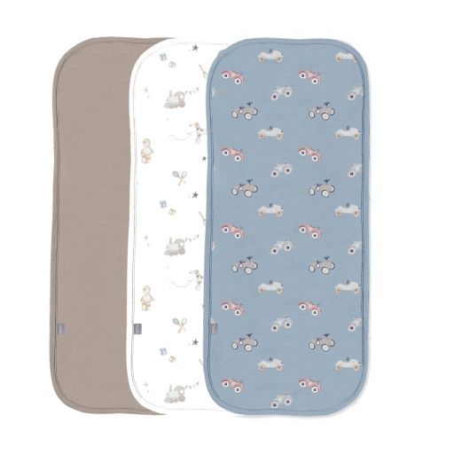 3 Pk Burp Cloths Cars