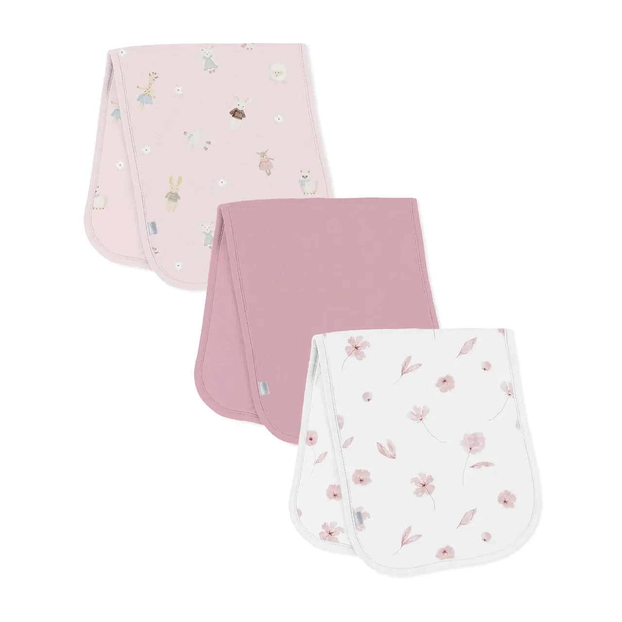 3 Pk Burp Cloths Floral