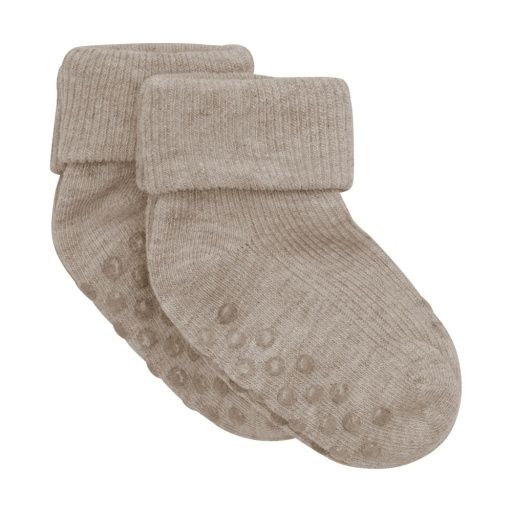 2Pk Ribbed Baby Socks, Colour: SILVER MINK, Size: 19/22