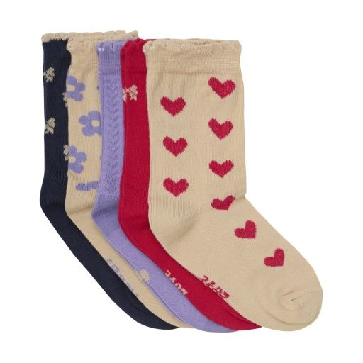 5Pk Patterned Socks, Colour: RED, Size: 19/22