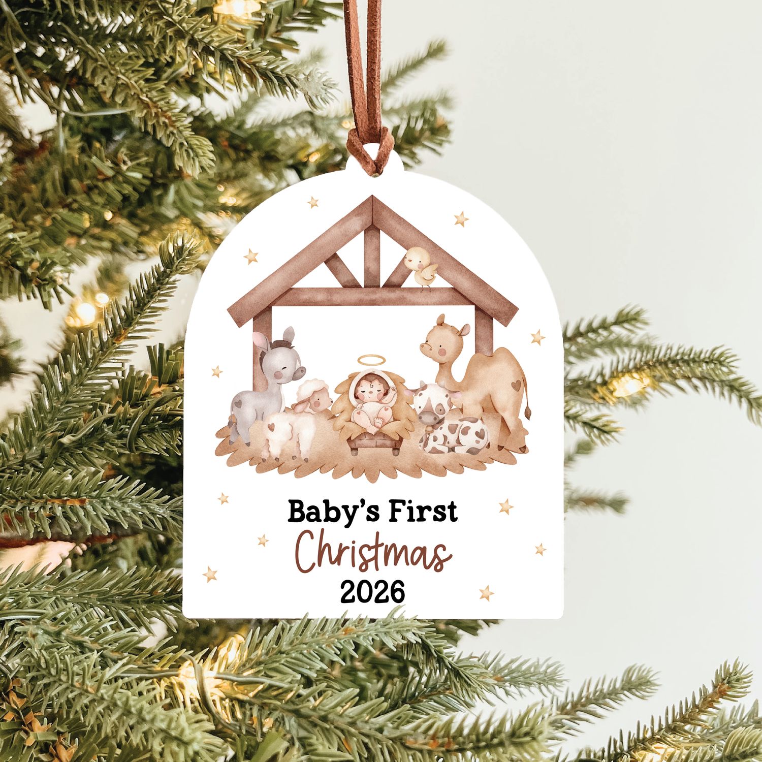 Baby's First Christmas Ornament 2026 | Manger Animals