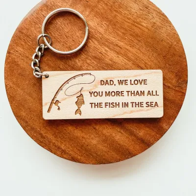 Fish In The Sea Dad Wooden Keychain