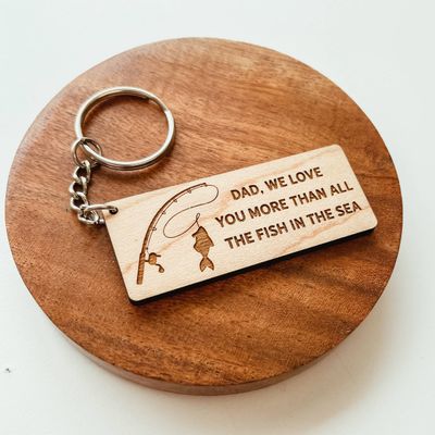 Fish In The Sea Dad Wooden Keychain