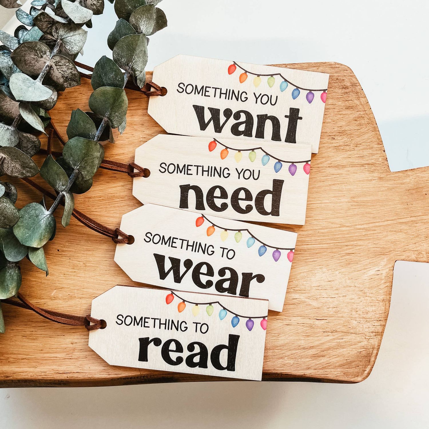 Mindful Gifting Tags | Want, Need, Wear, Read | Lights