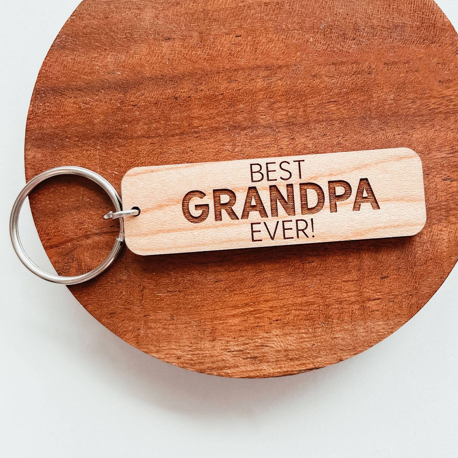Best Grandpa Ever Wooden Keychain