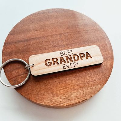 Best Grandpa Ever Wooden Keychain