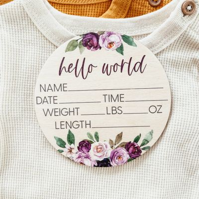 Floral Birth Announcement Sign