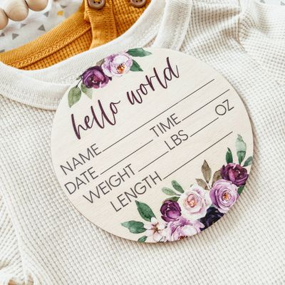 Floral Birth Announcement Sign