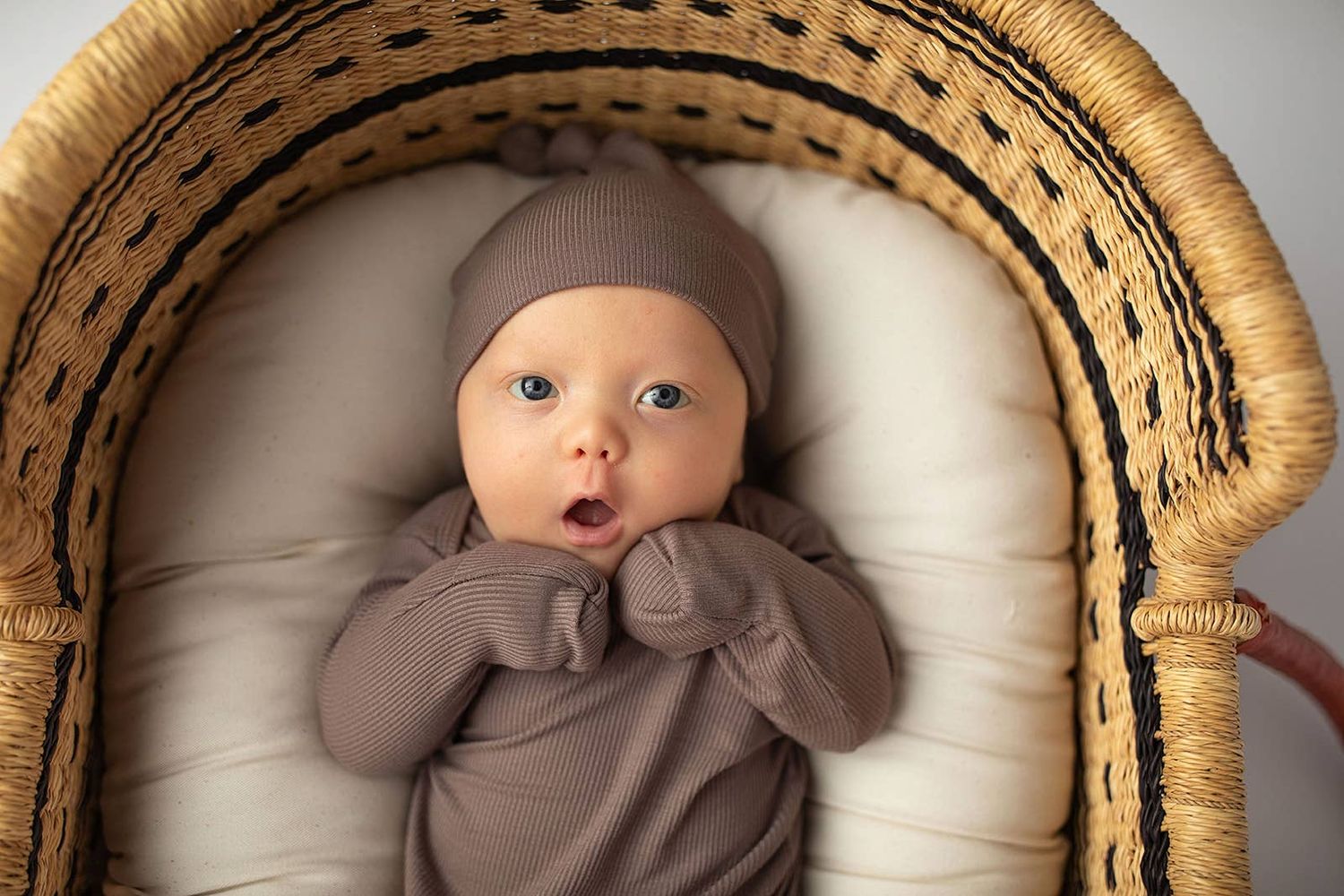 Cocoa Ribbed Knotted Newborn Gown &amp; Hat
