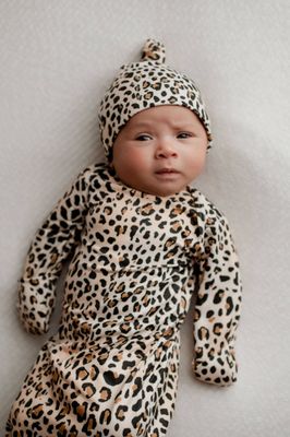 Leopard Knotted Gown & Hat